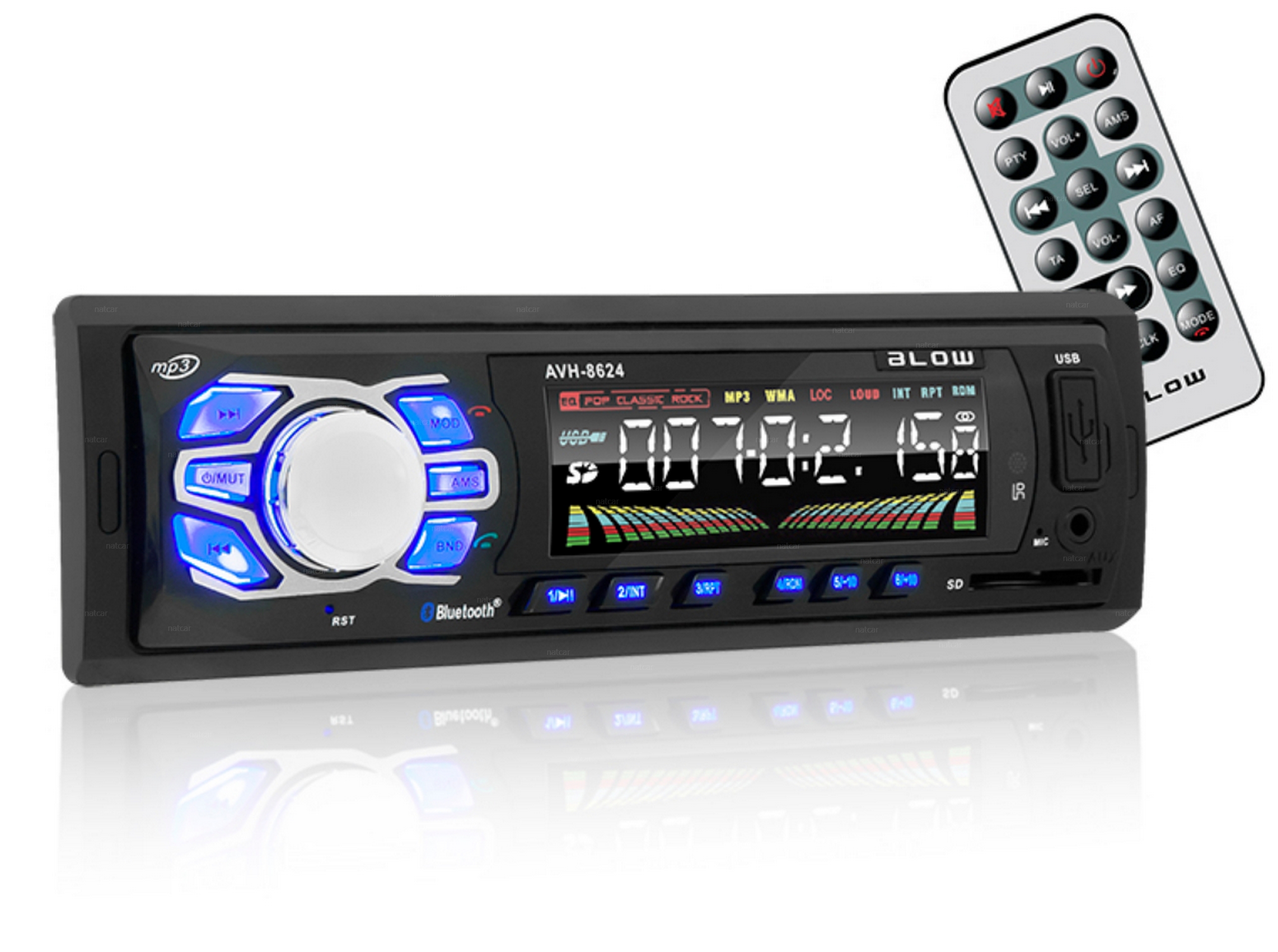 Radio Samochodowe Mp Usb Aux Bt Sd Bluetooth Rds