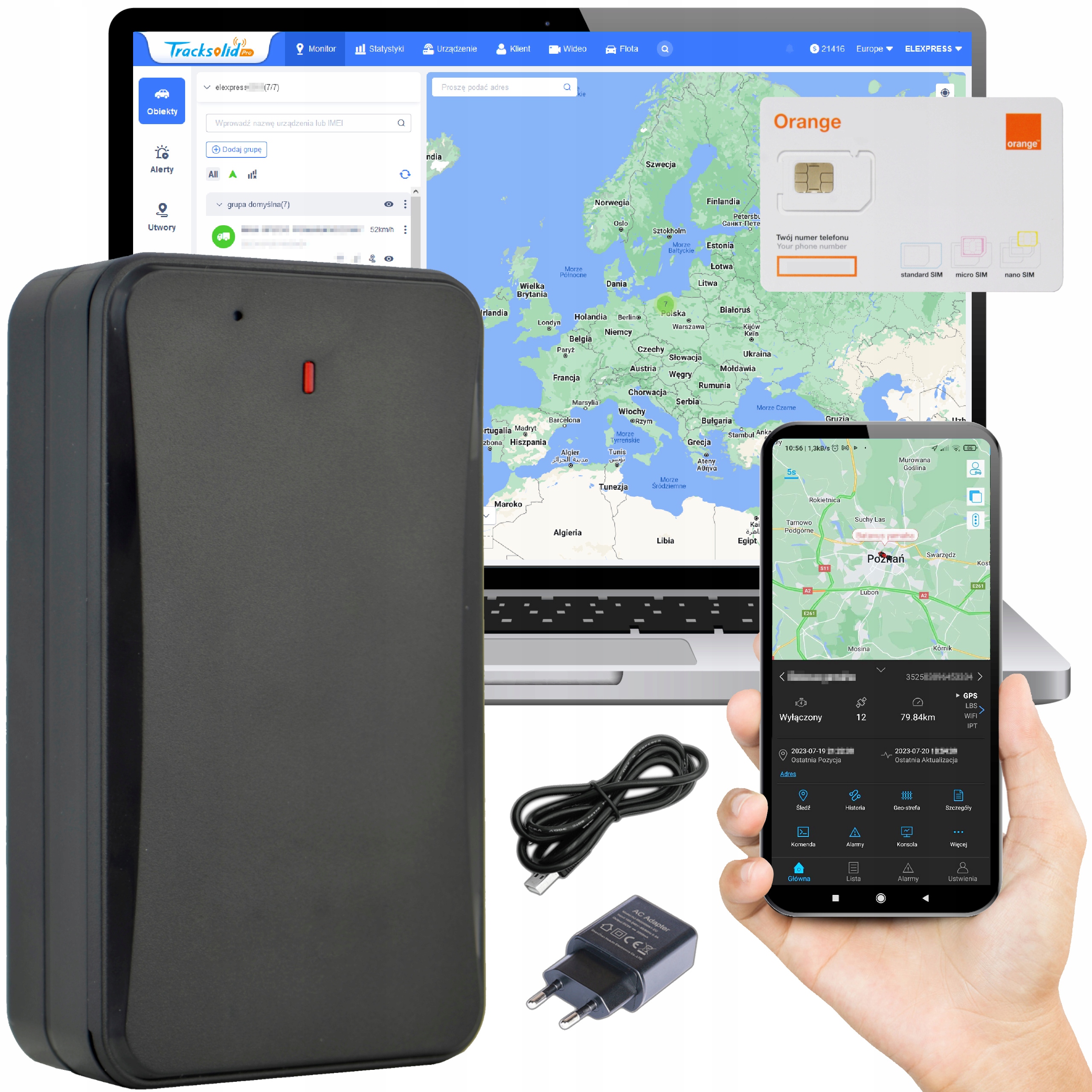 Lokalizator GPS z Baterią 10000mAh do Auta Nadajnik z Magnesem Dostęp