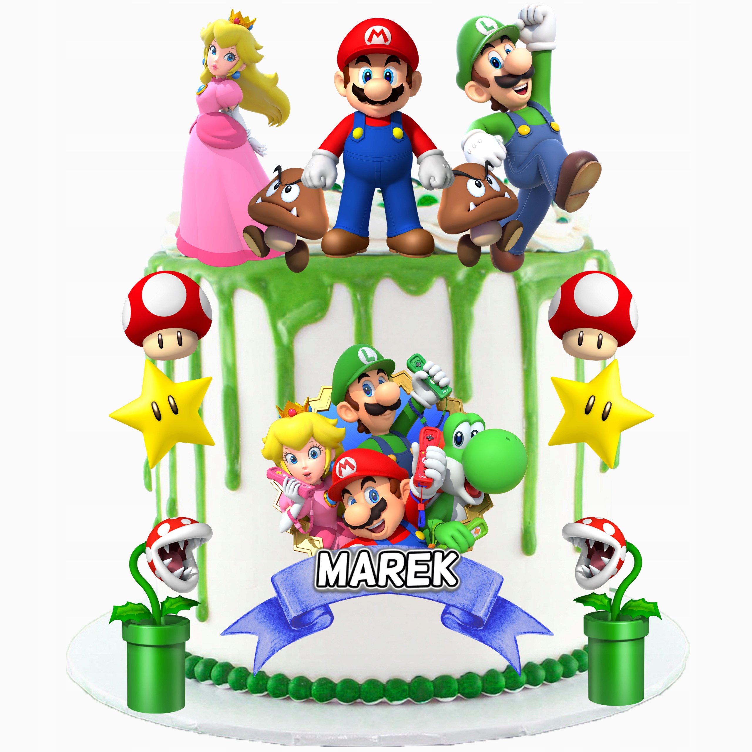 Op Atek Na Tort Super Mario Postacie Szt Imi Napis Zestaw Postaci