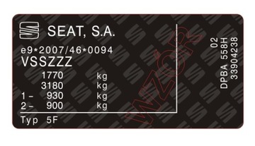 Табличка / наклейка Seat