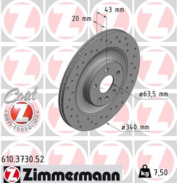 ZIMMERMANN SPORT TARCZE T VOLVO XC90 II 15- 340mm