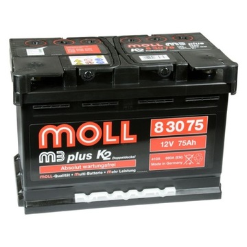 Akumulator Moll M3 12V 75Ah 680A P+
