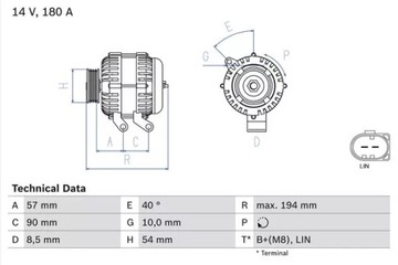Генератор змінного струму (14V, 180A) VOLVO C70 II, S60