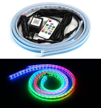 2X красочные RGB светодиодные полосы освещения салона автомобиля