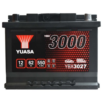 Akumulator Yuasa YBX 3027 12V 62Ah 550A P+