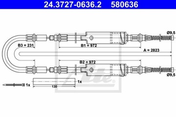 ATE 24.3727-0636.2 ручний трос FORD TRANSIT 00