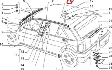 FIAT TIPO ПЛАНКА ДАХУ ЗАДНЯ ORIG 7601411 7601412