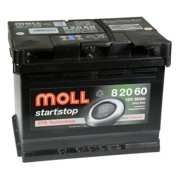 Akumulator 60Ah 640A, MOLL - star-stop EFB 82060