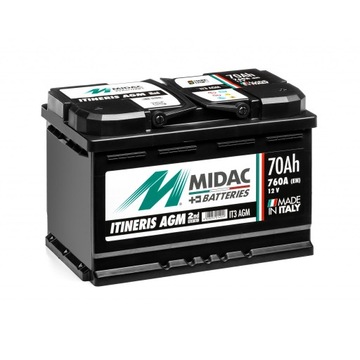 Батарея MIDAC, AGM START & STOP 70Ah 760a