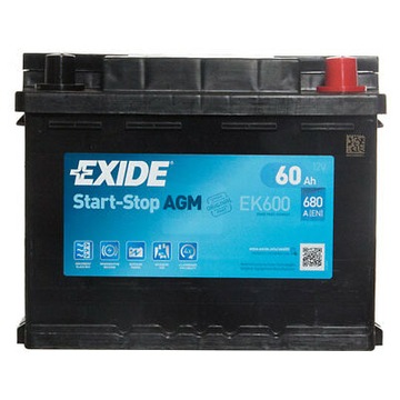 EXIDE EK600 AGM 60Ah 680A START STOP P+