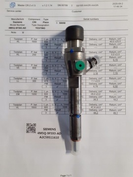 WTRYSKIWACZ SIEMENS 1.5 DCI 8200380253 TEST WYDRUK