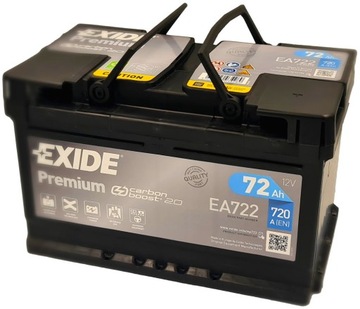 AKUMULATOR EXIDE PREMIUM 72AH 720A EA722 !