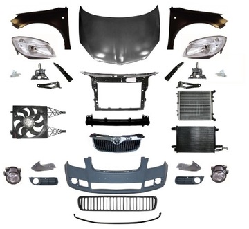 FABIA 06-10 PRZÓD MASKA ZDERZAK PAS BŁOTNIK LAMPA