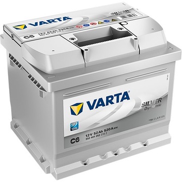 Пусковая батарея 52ah 520a P + Varta Silver C6