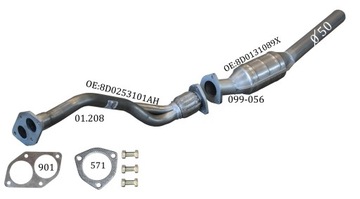 Каталітичний нейтралізатор металева труба Audi A4 1.6 AHL ADP ARM