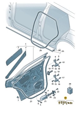 Комплект елементів кріплення задніх дверей AUDI Q2