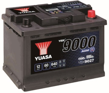 Аккумулятор Yuasa AGM YBX9027 60Ah 640A START-STOP P+ AMPER