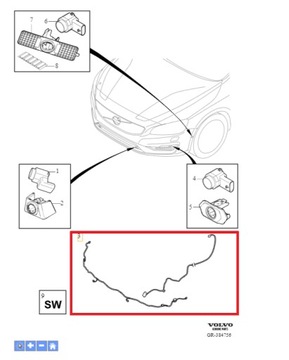 Жгут датчиков парковки спереди S60, V60, V40