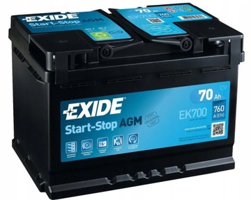 Dowóz montaż i Akumulator EXIDE AGM 70Ah 760A P+