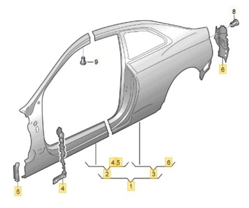 Audi A5 8W Coupe 8w6 рамка Бічне крило стійка поріг правий OE
