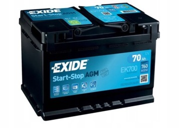 Akumulator EXIDE AGM 70Ah/760A START STOP EK700