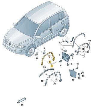 NAKŁADKA KRAWĘDZI NADKOLA LEWY PRZÓD VW TIGUAN OE