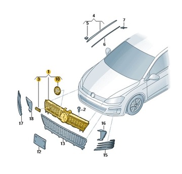 РЕШІТКА РАДІАТОРА HONEYCOMB VW GOLF VII OE