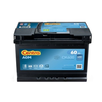 Akumulator 60 Ah CENTRA AGM CK600/CK620