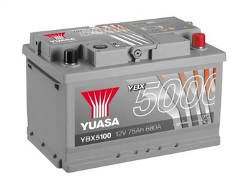 Akumulator Yuasa YBX5000 Silver 12V 75AH 680A R+