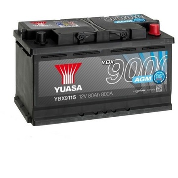 YUASA 9000 80AH 800A P+ YBX9115 AGM START-STOP