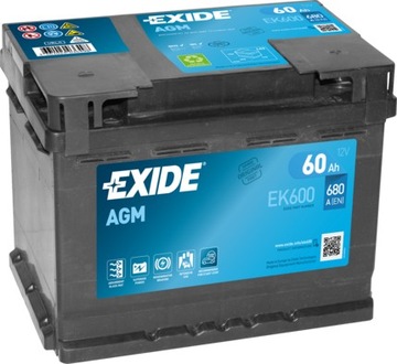 AGM AKUMULATOR EXIDE START-STOP 60AH 680A