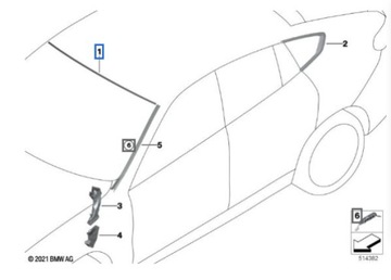 LISTWA SZYBY CZOŁOWEJ BOCZNA X6 G06 19- 9880520