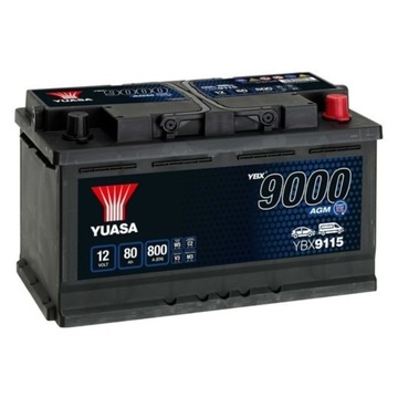 АККУМУЛЯТОР YUASA YBX9115 P + 80AH 800A 12V START STOP AGM