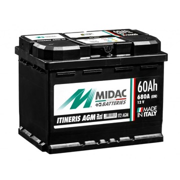 Акумулятор MIDAC AGM START & STOP 60Ah 680a