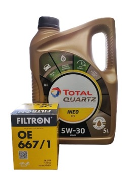 Olej Total Quartz 5W30 Ineo ECS 5l+Filtr OE 667/1