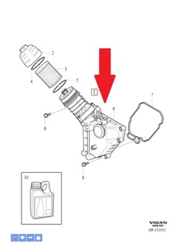 Корпус масляного фильтра Volvo D5, OE 30757730