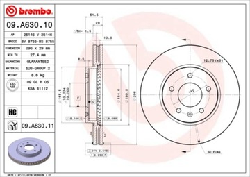 TARCZE HAMULCOWE PRZÓD BREMBO 09.A630.10 09A63010