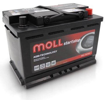 Akumulator Moll 70Ah 760A AGM Start Stop 81070
