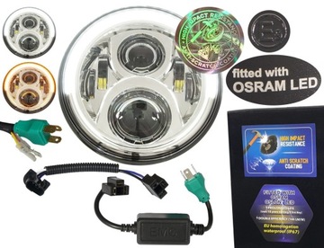 lampa LED chipy OSRAM 7 cali reflektor DRL chrom