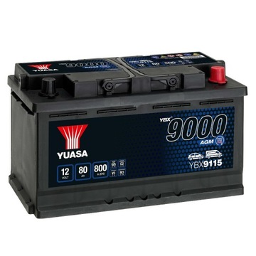 Akumulator Yuasa AGM 12V 80Ah 800A P+ YBX9115