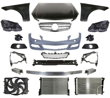 MERCEDES C W204 11-14 PRZÓD MASKA ZDERZAK PAS