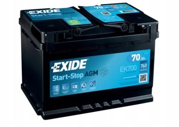Аккумулятор Exide AGM 70AH/760A START STOP EK700
