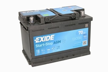 AKUMULATOR EXIDE AGM 70AH 760A EK700 P+ START STOP