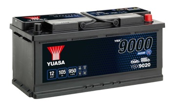 Akumulator YUASA YBX9020 AGM START STOP 105AH 950A