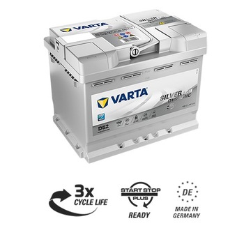 Батарея Varta Silver AGM STARTSTOP D52 60Ah 680