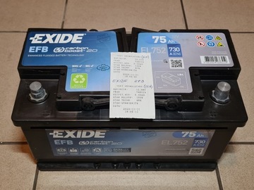 Акумулятор Exide EL752 EFB 75AH 730a більше 90%