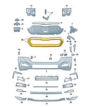 LISTWA CHROM ATRAPY GRILLA SKODA OCTAVIA 4 IV