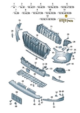ZESTAW ELEMENTÓW MOCUJĄCYCH ZDERZAK PRZÓD AUDI Q3