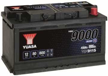 Акумулятор Yuasa AGM YBX9115 80ah 800A START-STOP P + AMPER