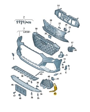 НАКЛАДКА РЕШІТКИ БАМПЕРА ПЕРЕДНЯ ПРАВА AUDI RSQ3 ASO